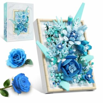 3D flower puzzle with blue roses and box