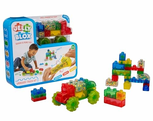 Jelly Blox Vroom Truck Kit with colorful blocks and packaging.