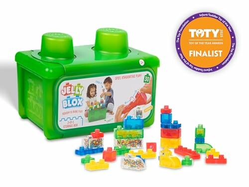 Jelly Blox building toy set with colorful blocks and storage box