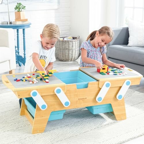 KidKraft Building Bricks Play N Store Wooden Table