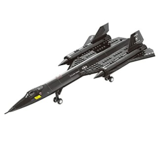 LEGO model of a black aircraft with dual engines