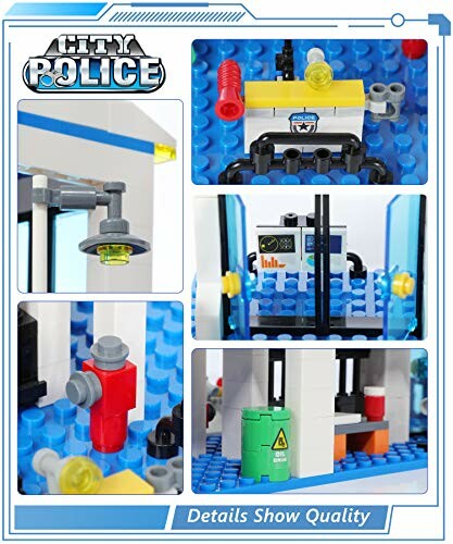 Close-up of LEGO City Police set details, including interior elements and accessories.