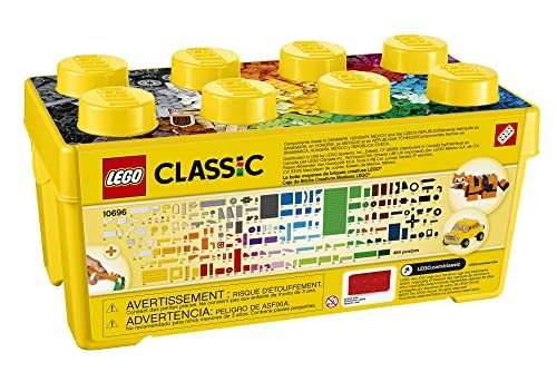 Lego Classic building blocks set in a yellow container.