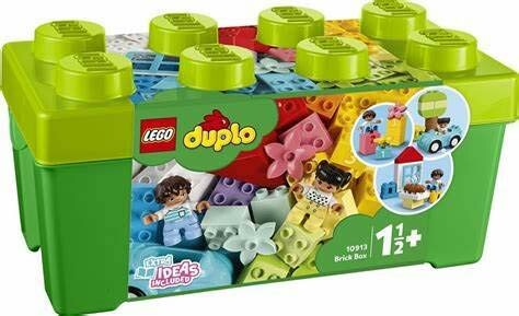 LEGO Duplo brick box with colorful blocks and figures