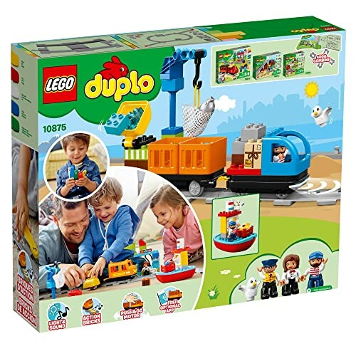 LEGO DUPLO train set box with toy train and characters.