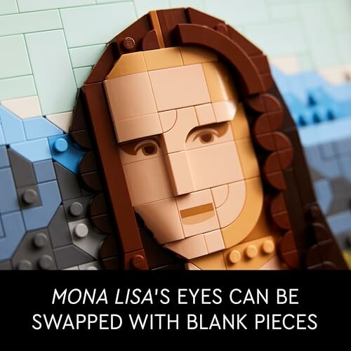 Lego art of Mona Lisa with interchangeable eyes.