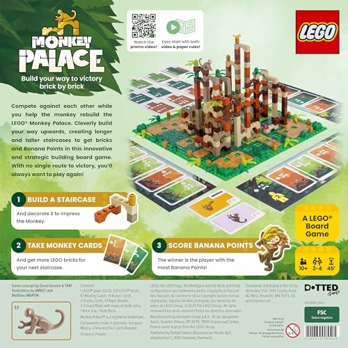 LEGO Monkey Palace board game box with setup and rules overview