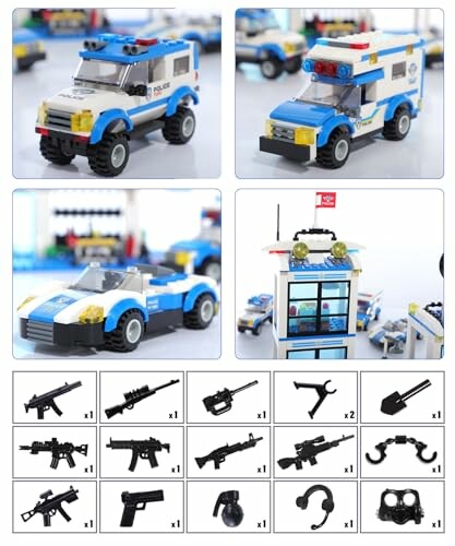 LEGO police vehicles and weapons set