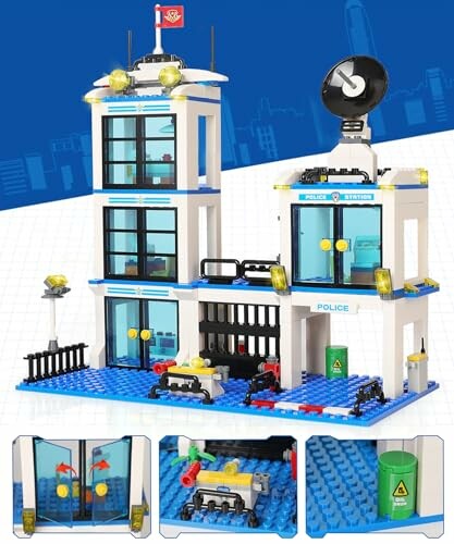 Lego police station set with buildings and accessories