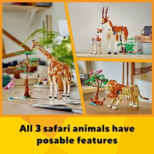 LEGO safari animals with posable features.