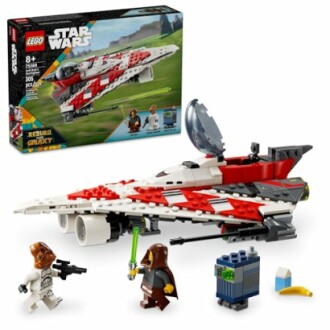 LEGO Star Wars Jedi Starfighter set with mini-figures and box.