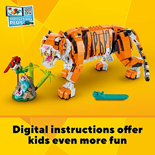 LEGO tiger with digital instructions for kids