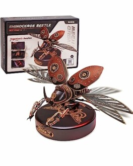 Mechanical rhinoceros beetle model with box packaging.