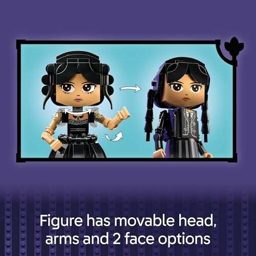 Two figures with movable heads, arms, and two face options.