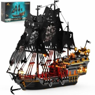 Pirate ship building set with box showing ship model.