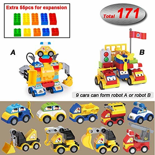 171-piece robot building block toy set with vehicles and construction parts