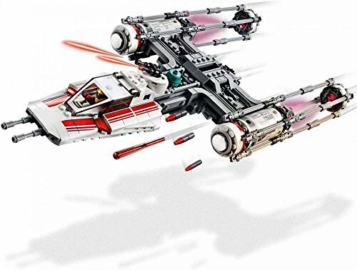 Lego starfighter model with projectiles