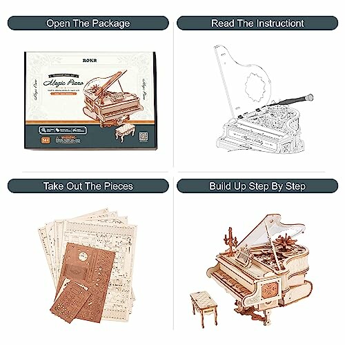 Wooden grand piano puzzle assembly instructions.